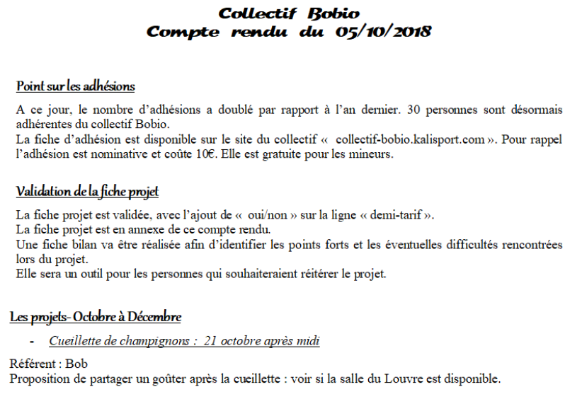 Compte rendu de la réunion du collectif du 5 octobre